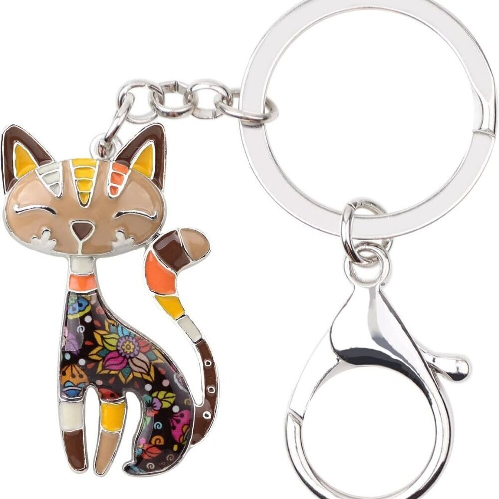 Enamel Alloy Chain Cat Key Chains For Women Car Purse Handbag Charms keychains G